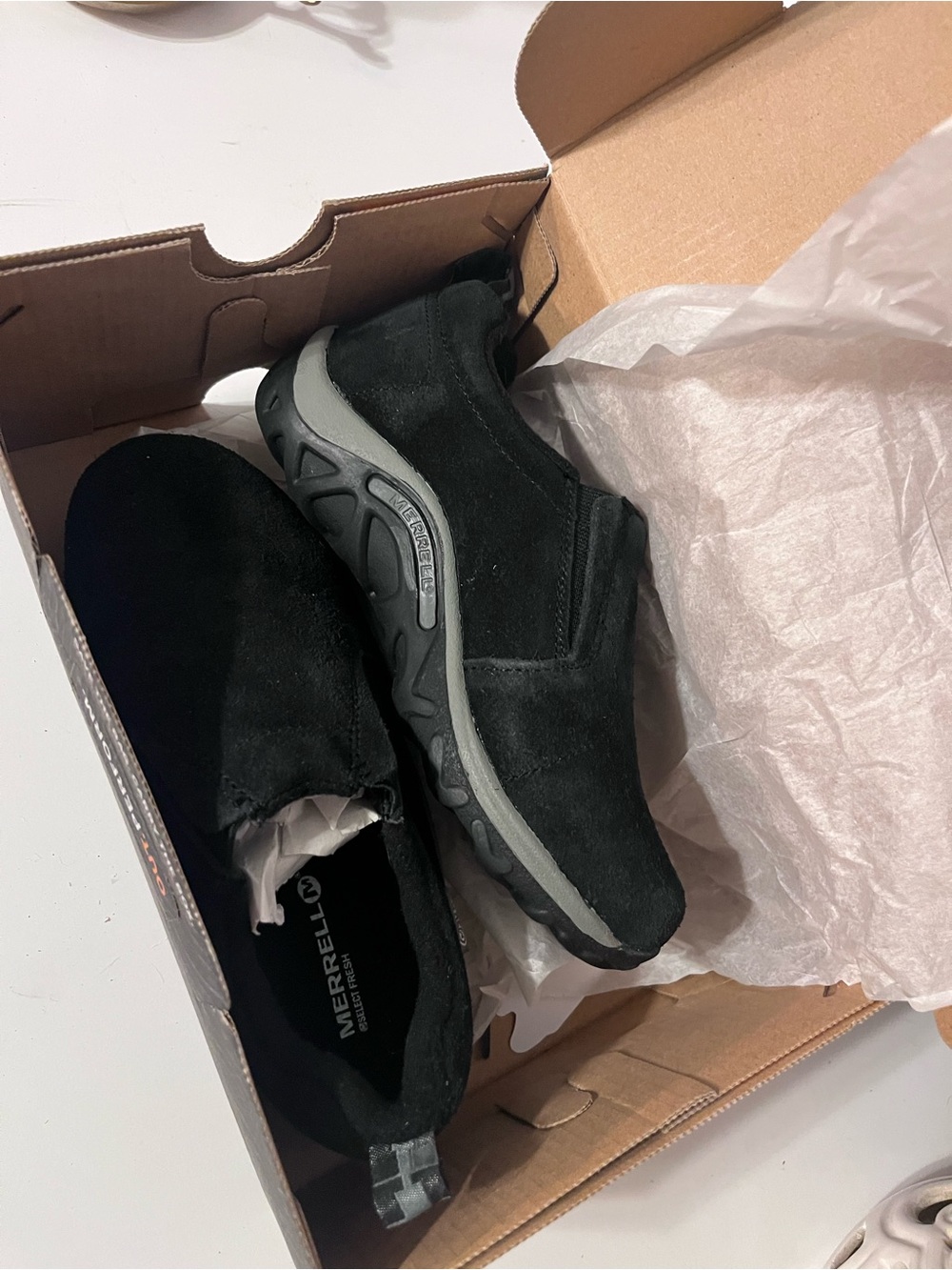 Merrell Kids Black NWT Slip-On Casual Suede Shoe